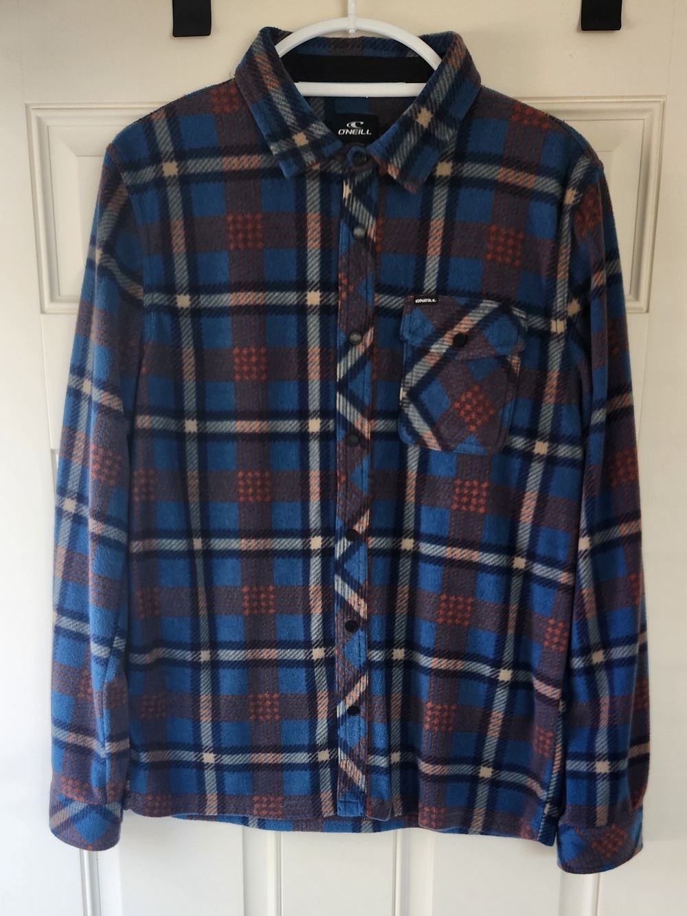 O'Neill Men's Blue Plaid Fleece Shirt Jacket